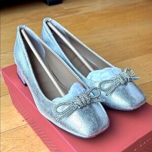 Kelly & Katie Silver Flats with Bow Accent